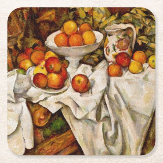 Paul Cezanne Appelt Sinaasappels Impressionisme Kartonnen Onderzetters (Voorkant)