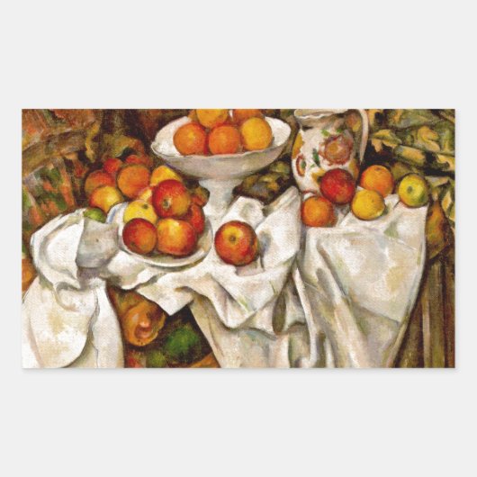 Paul Cezanne Appelt Sinaasappels Impressionisme Rechthoekige Sticker (Voorkant)