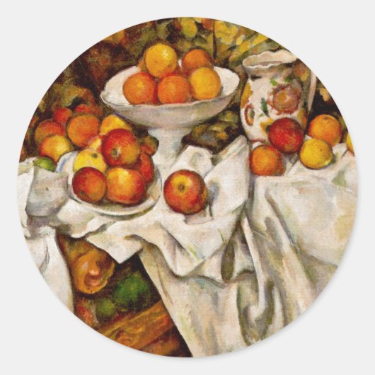 Paul Cezanne Appelt Sinaasappels Impressionisme Ronde Sticker (Voorkant)
