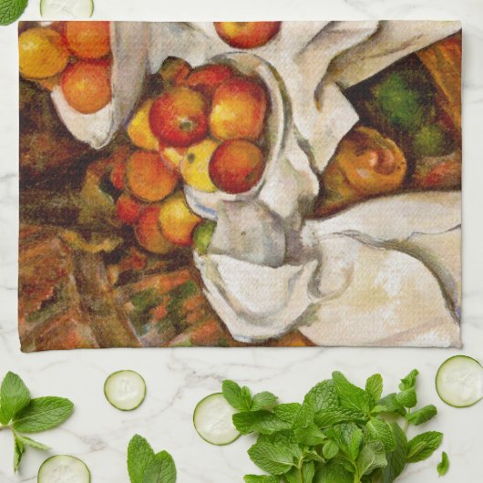 Paul Cezanne Appelt Sinaasappels Impressionisme Theedoek (Gevouwen)