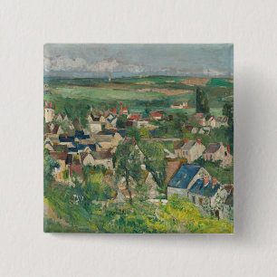 Paul Cezanne - Auvers, Panoramisch Uitzicht Vierkante Button 5,1 Cm