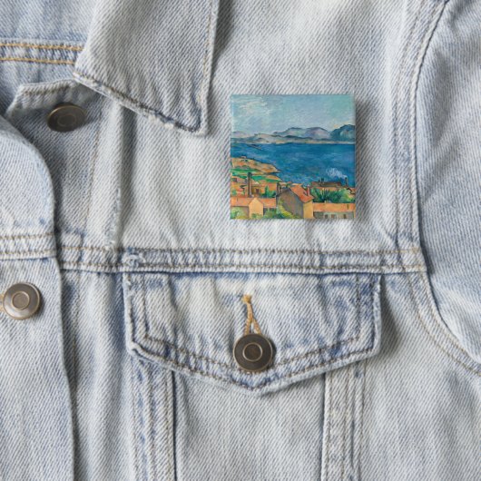 Paul Cezanne - Baai van Marseille, vanuit Estaque Vierkante Button 5,1 Cm (In situ)
