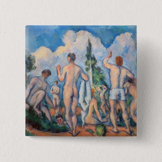 Paul Cezanne - Badenden Vierkante Button 5,1 Cm (Voorkant)