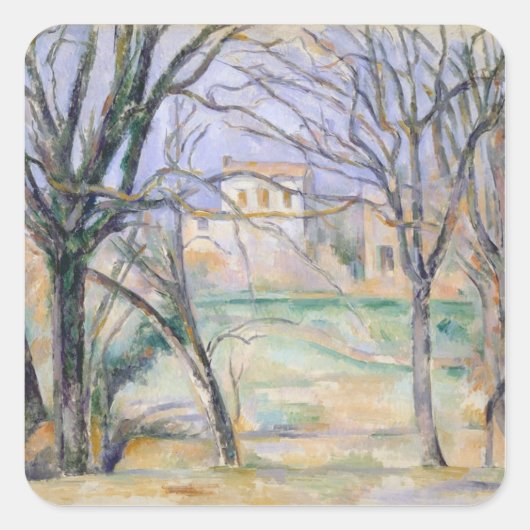 Paul Cezanne | Bomen en huizen, 1885-86 Vierkante Sticker (Voorkant)
