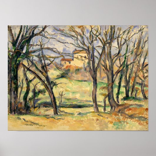 Paul Cezanne | Bomen en woningen nabij de Jas de B Poster (Voorkant)