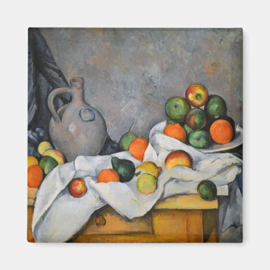 Paul Cezanne - Curtain, Jug en Fruit Bowl Magneet (Voorkant)