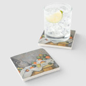 Paul Cezanne - Curtain, Jug en Fruit Bowl Stenen Onderzetter (Zijkant)