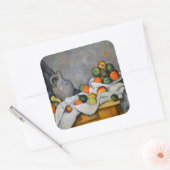 Paul Cezanne - Curtain, Jug en Fruit Bowl Vierkante Sticker (Envelop)