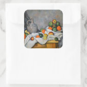 Paul Cezanne - Curtain, Jug en Fruit Bowl Vierkante Sticker (Tas)
