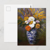 Paul Cezanne  Dahlias in een Delft Vase Briefkaart (Voorkant / Achterkant)