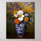 Paul Cezanne  Dahlias in een Delft Vase Poster (Voorkant)