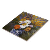 Paul Cezanne  Dahlias in een Delft Vase Tegeltje (Zijkant)