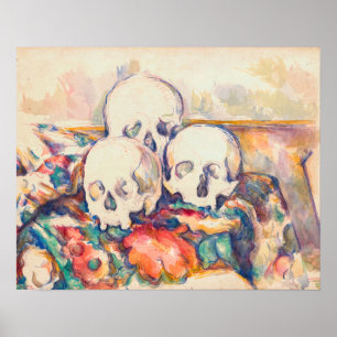 Paul Cezanne - De Drie Schedels Aquarel Poster