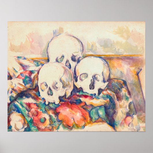 Paul Cezanne - De Drie Schedels Aquarel Poster (Voorkant)