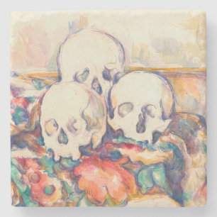 Paul Cezanne - De Drie Schedels Aquarel Stenen Onderzetter