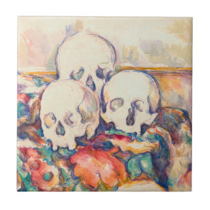 Paul Cezanne - De Drie Schedels Aquarel Tegeltje