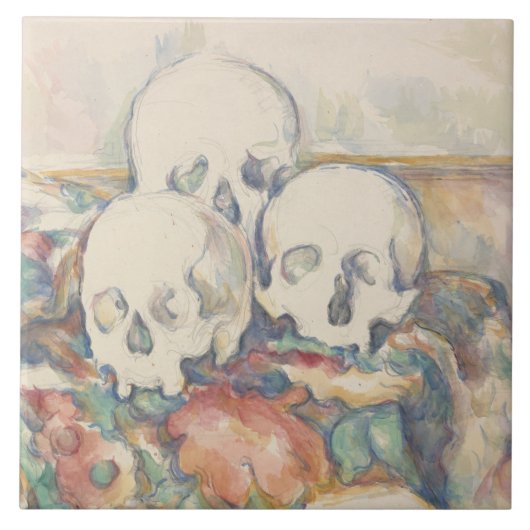 Paul Cezanne - De drie schedels Tegeltje (Voorkant)