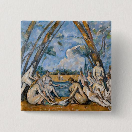 Paul Cezanne - De Grote Baders Vierkante Button 5,1 Cm (Voorkant)