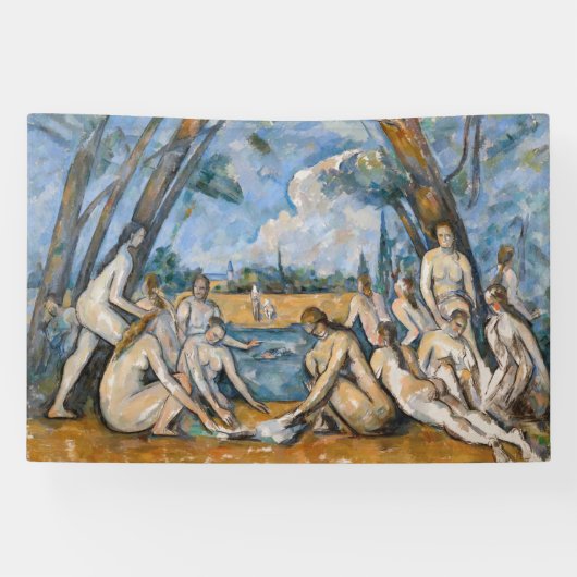 Paul Cezanne - De Grote Bathers Spandoek (Horizontaal)