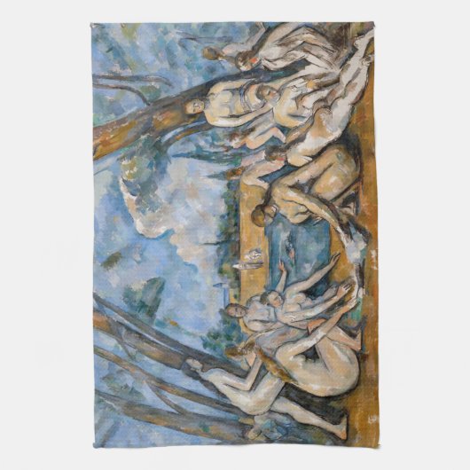 Paul Cezanne - De Grote Bathers Theedoek (Verticaal)