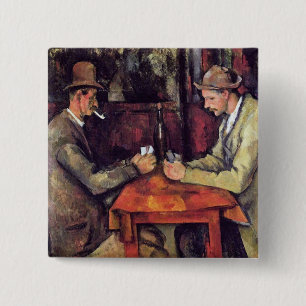 Paul Cezanne - De kaart speelt het fijne Kunstschi Vierkante Button 5,1 Cm