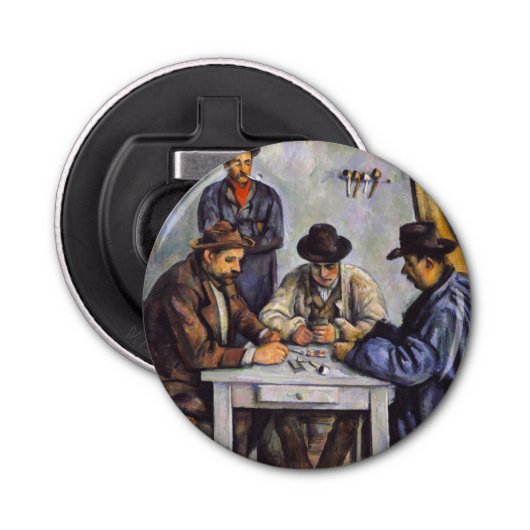Paul Cezanne - De kaartspelers Button Flesopener (Voorkant)