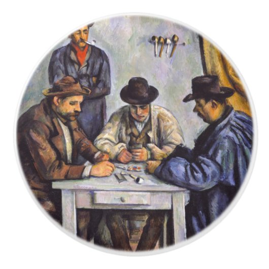 Paul Cezanne - De kaartspelers Keramische Knop (Voorkant)