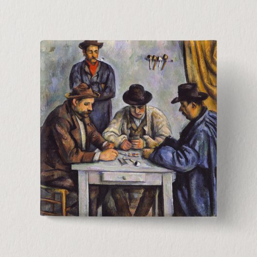 Paul Cezanne - De kaartspelers Vierkante Button 5,1 Cm (Voorkant)