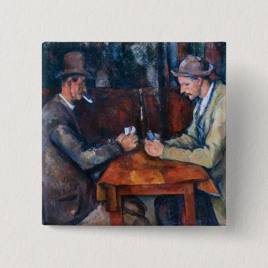 Paul Cezanne - De kaartspelers Vierkante Button 5,1 Cm (Voorkant)