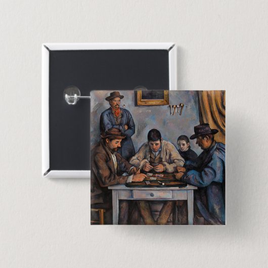 Paul Cezanne - De kaartspelers Vierkante Button 5,1 Cm (Voorkant /achterkant)