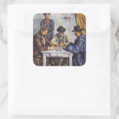 Paul Cezanne - De kaartspelers Vierkante Sticker (Tas)