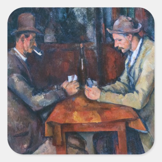 Paul Cezanne - De kaartspelers Vierkante Sticker (Voorkant)