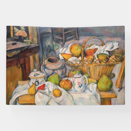 Paul Cezanne - De Keukentafel Spandoek (Horizontaal)