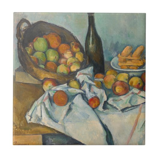 Paul Cezanne - De Mand met Appels Tegeltje (Voorkant)