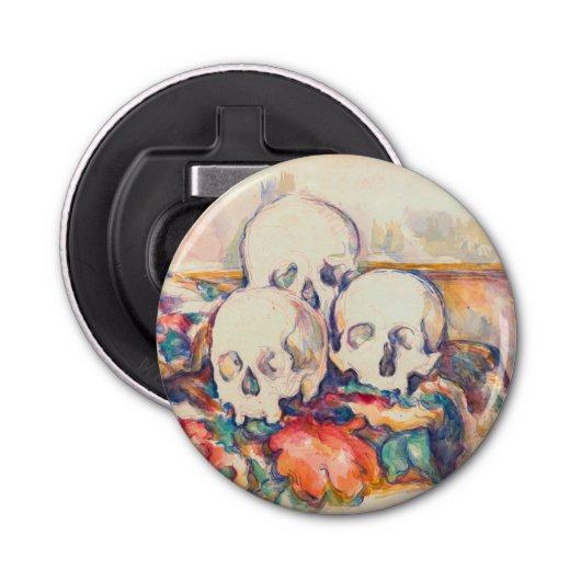 Paul Cezanne - De Waterverf van de Drie Skull Button Flesopener (Voorkant)