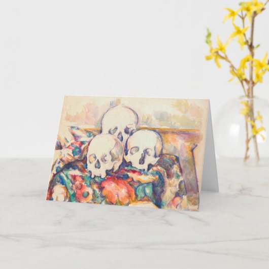 Paul Cezanne - De Waterverf van de Drie Skull Kaart (Gele Bloem)