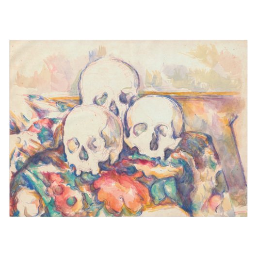 Paul Cezanne - De Waterverf van de Drie Skull Tafelkleed (Voorkant (Horizontaal))
