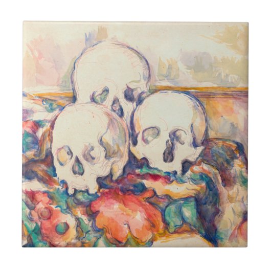 Paul Cezanne - De Waterverf van de Drie Skull Tegeltje (Voorkant)