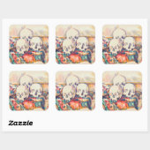 Paul Cezanne - De Waterverf van de Drie Skull Vierkante Sticker (Vel)