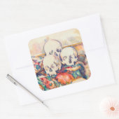 Paul Cezanne - De Waterverf van de Drie Skull Vierkante Sticker (Envelop)