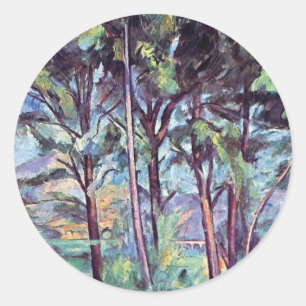 Paul Cezanne - Dennen en aquaduct Kunst Ronde Sticker