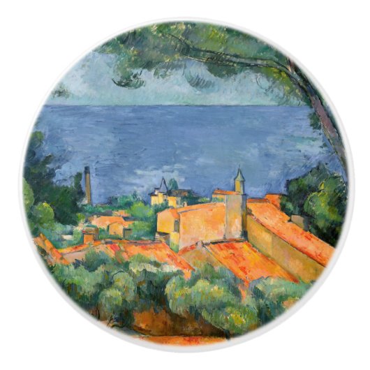 Paul Cezanne - Estaque met Red Roofs Keramische Knop (Voorkant)