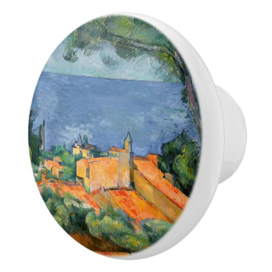 Paul Cezanne - Estaque met Red Roofs Keramische Knop (Rechts)