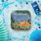 Paul Cezanne - Estaque met Red Roofs Papieren Bordje (Feest)