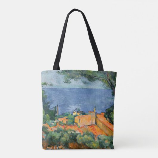 Paul Cezanne - Estaque met Red Roofs Tote Bag (Achterkant)