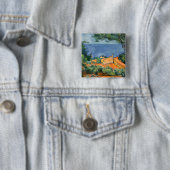 Paul Cezanne - Estaque met Red Roofs Vierkante Button 5,1 Cm (In situ)