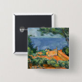 Paul Cezanne - Estaque met Red Roofs Vierkante Button 5,1 Cm (Voorkant /achterkant)