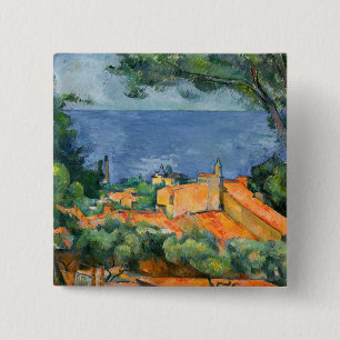 Paul Cezanne - Estaque met Red Roofs Vierkante Button 5,1 Cm