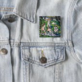 Paul Cezanne - Four Bathers Vierkante Button 5,1 Cm (In situ)