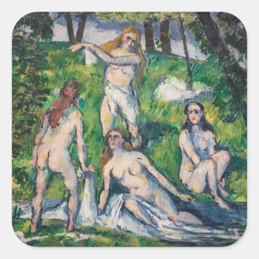 Paul Cezanne - Four Bathers Vierkante Sticker (Voorkant)